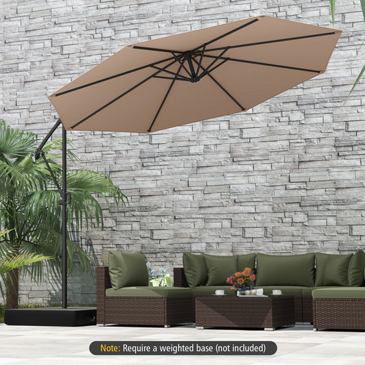 10 Feet Offset Hanging Umbrella with Base and Infinite Tilt, Coffee Outdoor Umbrellas Coffee at Gallery Canada