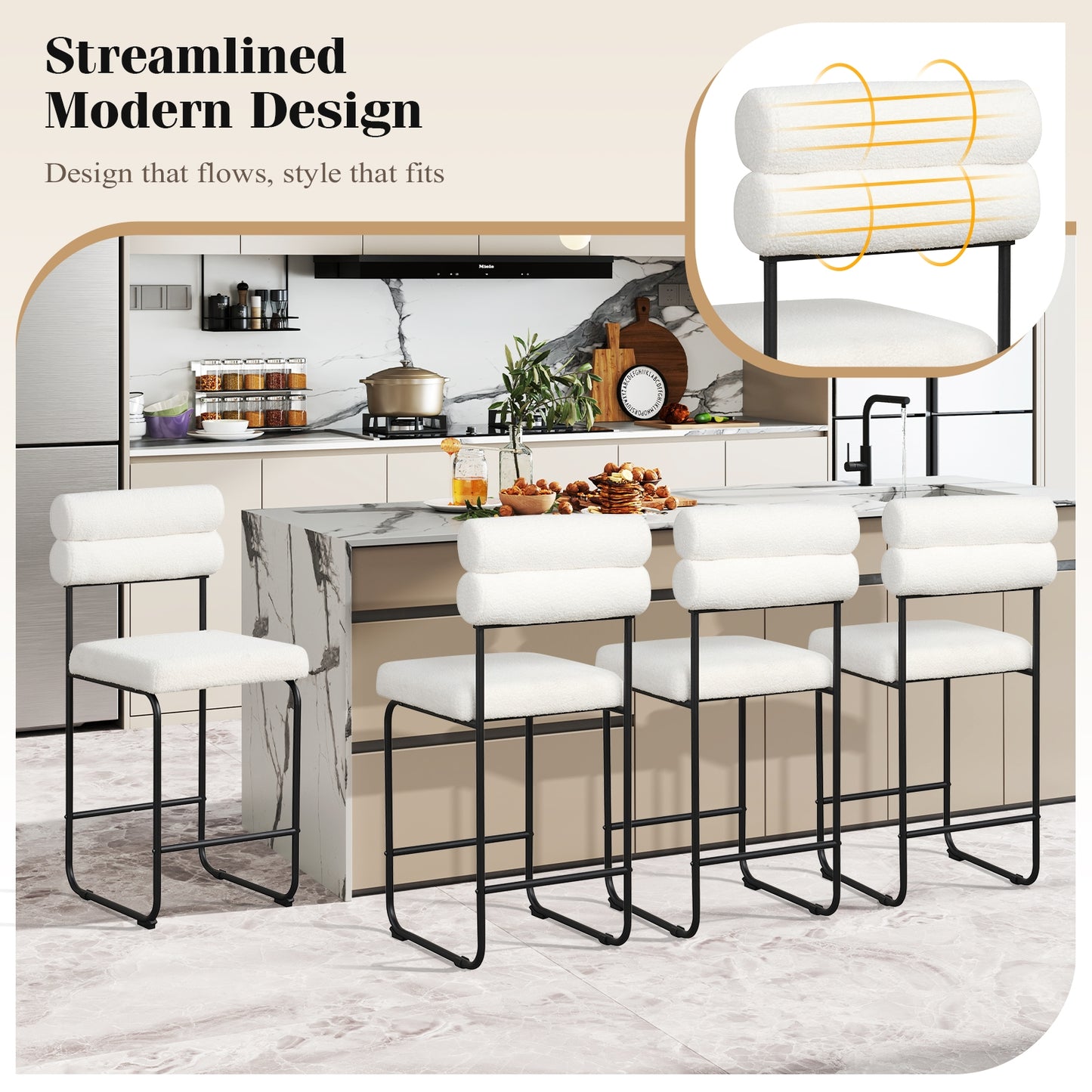 26 Inch Counter Height Bar Stools, Set of 2, White Bar Stools at Gallery Canada