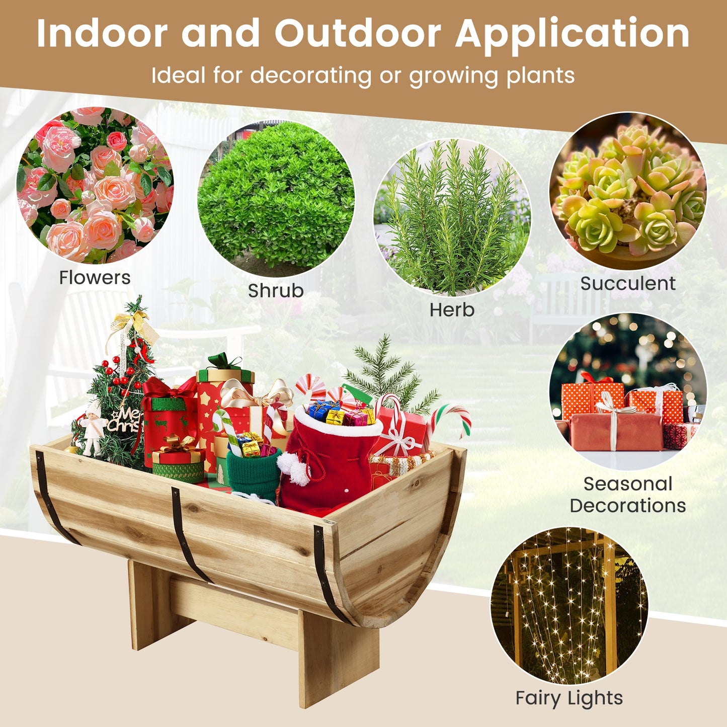 Outdoor Wooden Planter with Legs for Flower Herb Vegetable Fruit, Natural Raised Garden Beds at Gallery Canada