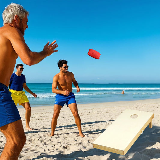 Solid Wood Cornhole Board Set Portable Corn Hole Game Board Includes 8 Bean Bags-M, Natural Sandboxes Natural at Gallery Canada