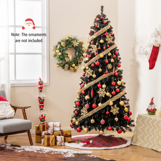 6/7 Ft Artificial Christmas Tree, Bendable Top, Warm Light, 7 ft, Black Christmas Tree Black at Gallery Canada