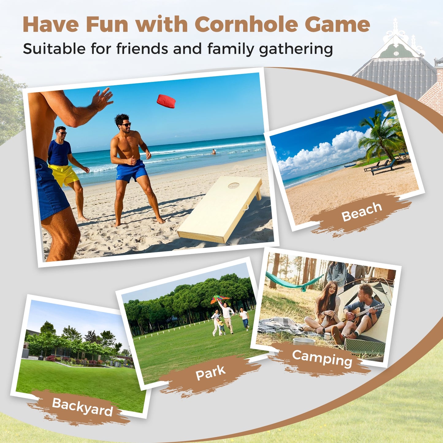 Solid Wood Cornhole Board Set Portable Corn Hole Game Board Includes 8 Bean Bags-M, Natural Sandboxes at Gallery Canada