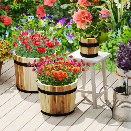 Outdoor Wooden Planter Box Set, 3 Pack, Natural Raised Garden Beds Natural at Gallery Canada