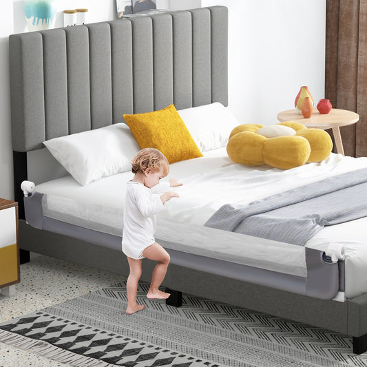 71-Inch Foldable Bed Rail, Adjustable Safety Strap, Gray