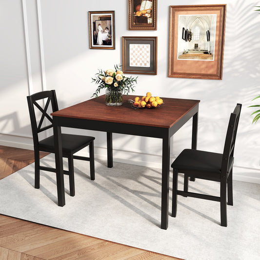 3-Piece Dining Table Set, Wooden Square Kitchen Table, Brown Dining Room Sets Brown at Gallery Canada