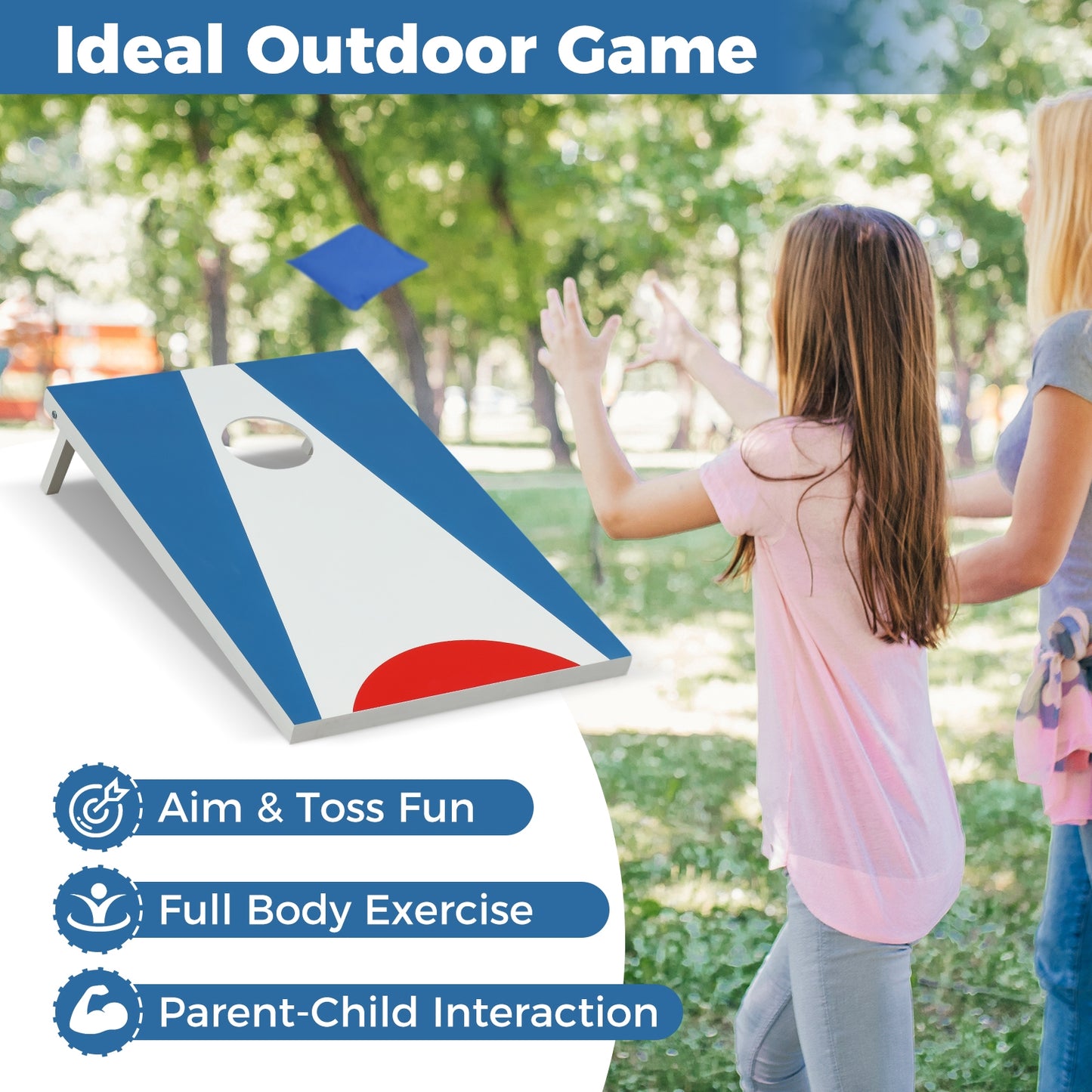 3 x 2FT Cornhole Board Set, Foldable Legs, Side Handle, Blue Game Room at Gallery Canada