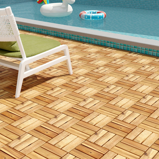 30 Acacia Wood Interlocking Deck Tiles, Brown Decorative Fencing & Flooring Brown at Gallery Canada