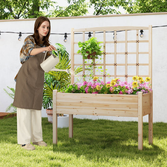 Raised Garden Bed With Lattice Trellis, Drainage Holes, Natural Raised Garden Beds Natural at Gallery Canada