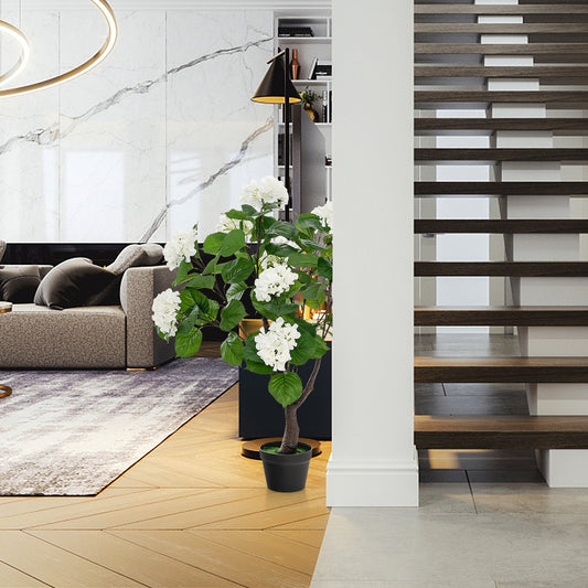 Artificial Hydrangea Tree Fake Floral Plant with 11 White Flowers, White Faux Plants White at Gallery Canada