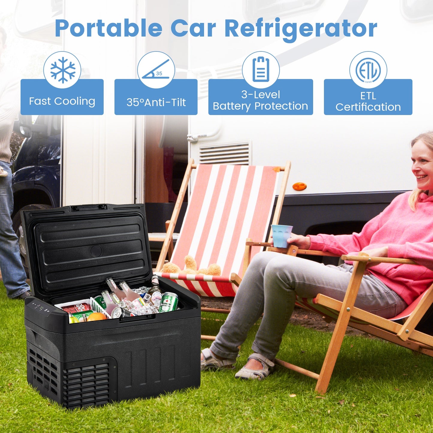12 Volt Car Refrigerator, Adjustable Range, Divider, Camping RV Travel Coolers at Gallery Canada