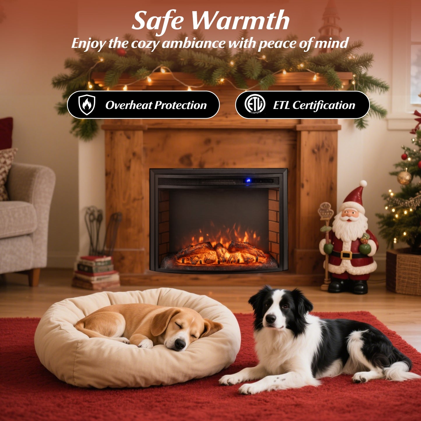 Curved Recessed Electric Fireplace Insert, 26 Inch, Remote Control Fireplaces at Gallery Canada