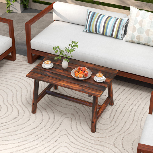 Solid Wood Patio Table, Slatted Tabletop, Brown Patio Coffee Tables Brown at Gallery Canada