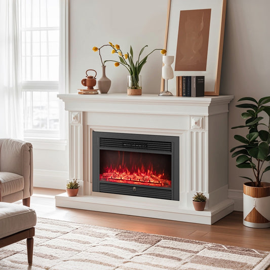 33/36-Inch Electric Fireplace Insert, 750W/1500W, Recessed Heater, Black Fireplaces Black at Gallery Canada