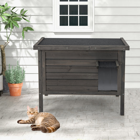 Maison pour chat isolée d'extérieur, grise