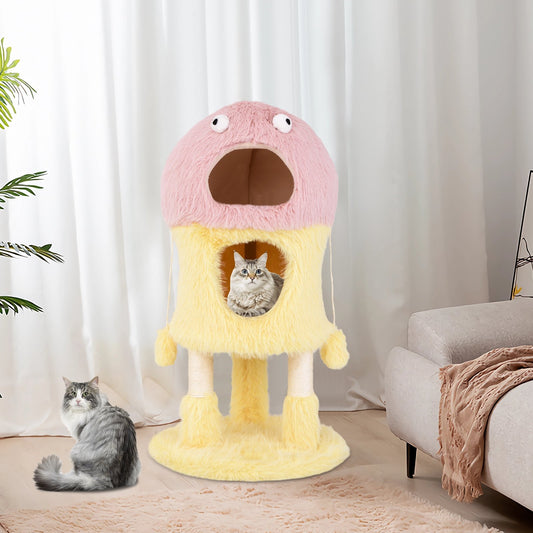 Cute Monster-Themed Cat Tower with 2 Private Condos and 3-Level Activity Center, Yellow Cat Trees Condos & Scratchers Yellow at Gallery Canada