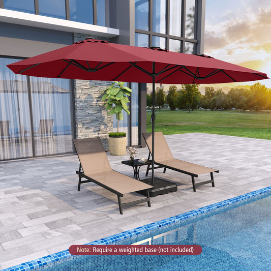 15.5 FT Extra-Large Patio Umbrella with LED Solar Lights and Crank Handle, Red Outdoor Umbrellas Red at Gallery Canada