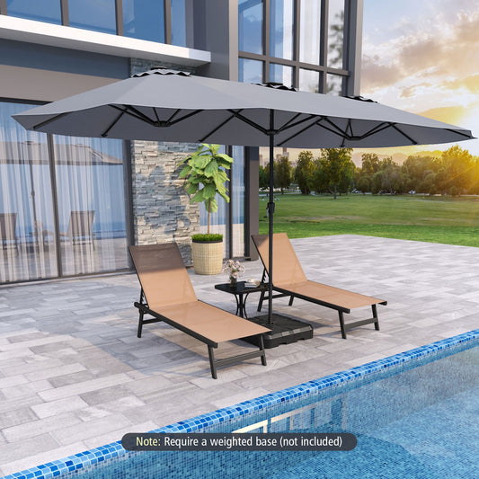 15.5 FT Extra-Large Patio Umbrella, LED Solar Lights, Crank Handle, Gray Outdoor Umbrellas Gray at Gallery Canada