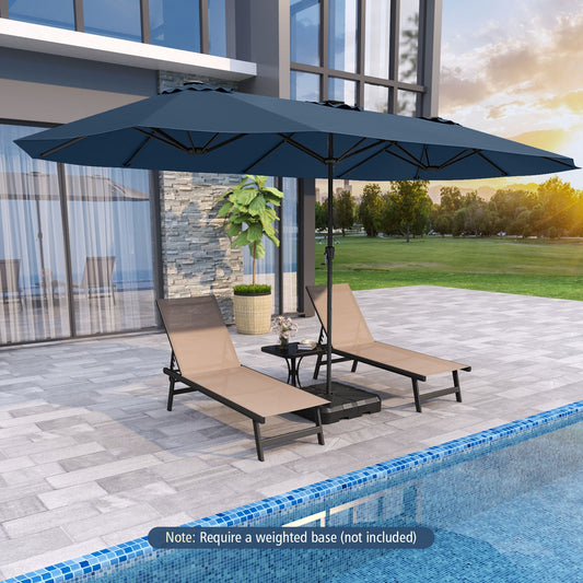 15.5 FT Patio Umbrella, LED Solar Lights, Crank Handle, Navy Outdoor Umbrellas Navy at Gallery Canada