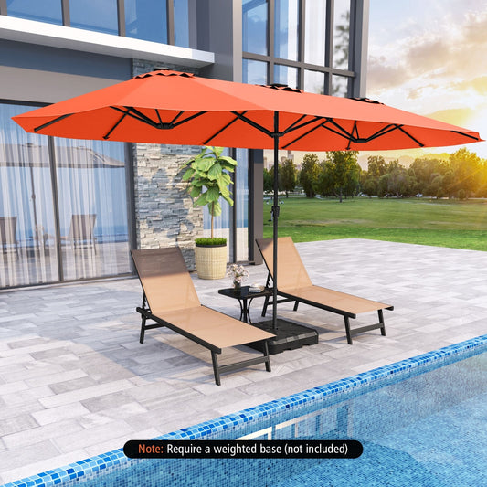 15.5 FT Patio Umbrella With LED Solar Lights, Crank Handle, Orange Outdoor Umbrellas Orange at Gallery Canada