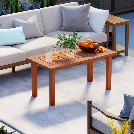 Patio Coffee Table, Slatted Tabletop, Natural Patio Coffee Tables Natural at Gallery Canada