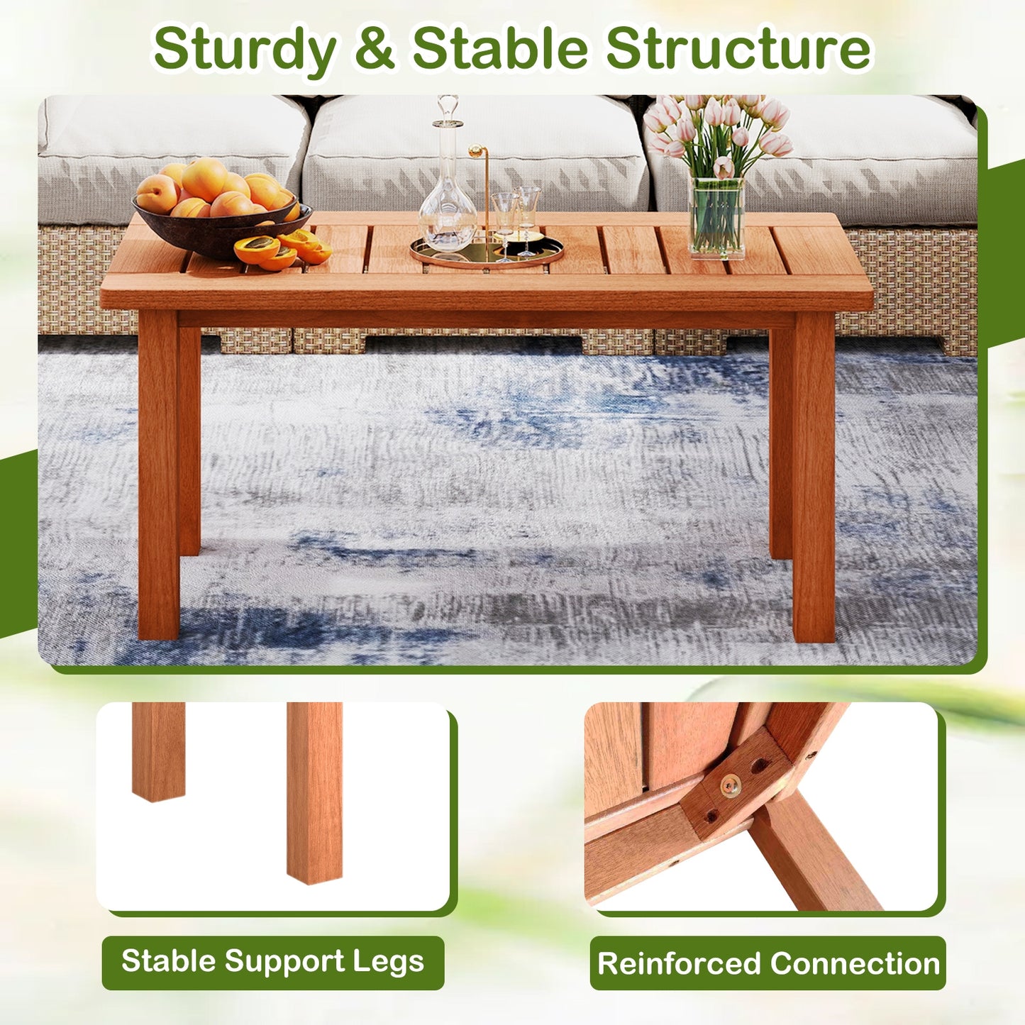 Patio Coffee Table, Slatted Tabletop, Natural Patio Coffee Tables at Gallery Canada