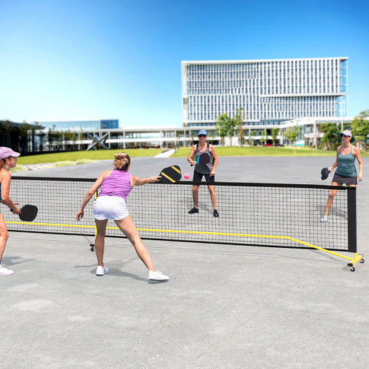 22 Ft Portable Pickleball Net, 6 Lockable Wheels, Carry Bag, Yellow Sport Equipments Yellow at Gallery Canada