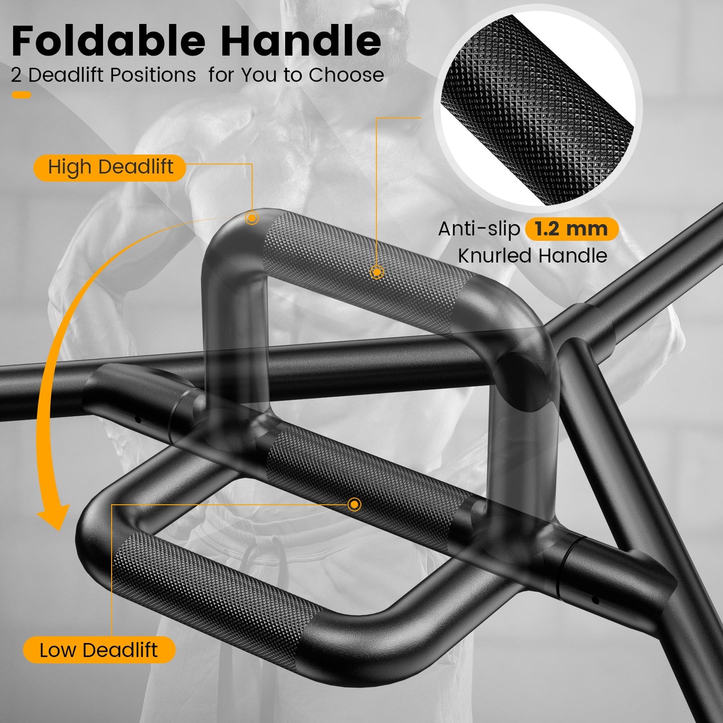 Olympic Hex Trap Bar with 2 Spring Collars and Foldable Handle, Black Weights Accessories at Gallery Canada