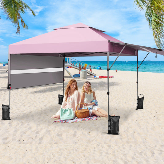 10 x 17.6 Feet Pop-Up Canopy Tent, Dual Half Awnings, Pink Canopies Pink at Gallery Canada