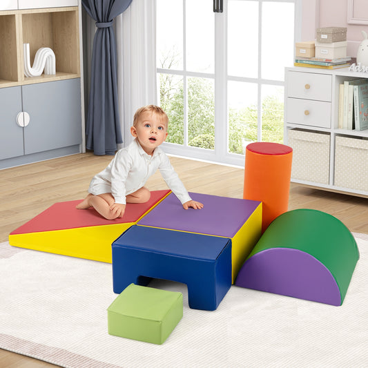 6 Pieces Foam Climbing Blocks, Indoor Climb Crawl Activity Playset, Purple Climbers & Slides Purple at Gallery Canada