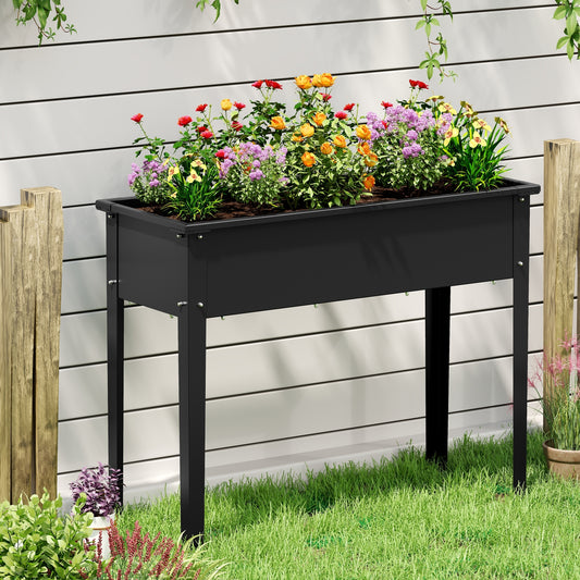 Metal Raised Garden Bed With Legs, M, Black Raised Garden Beds Black at Gallery Canada