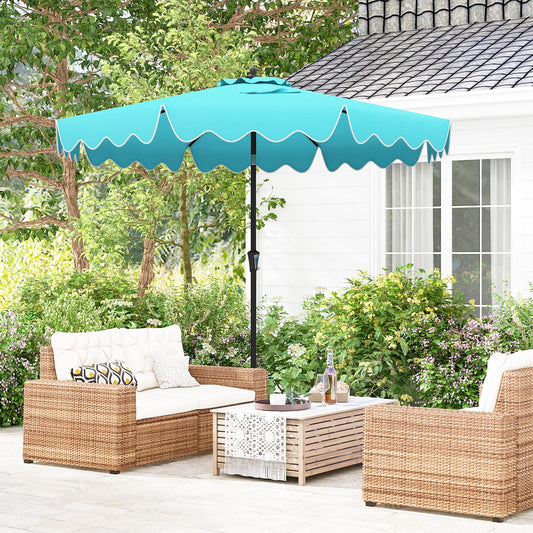 9 Feet Patio Umbrella with Crank Handle and Push Button Tilt, Turquoise Outdoor Umbrellas Turquoise at Gallery Canada