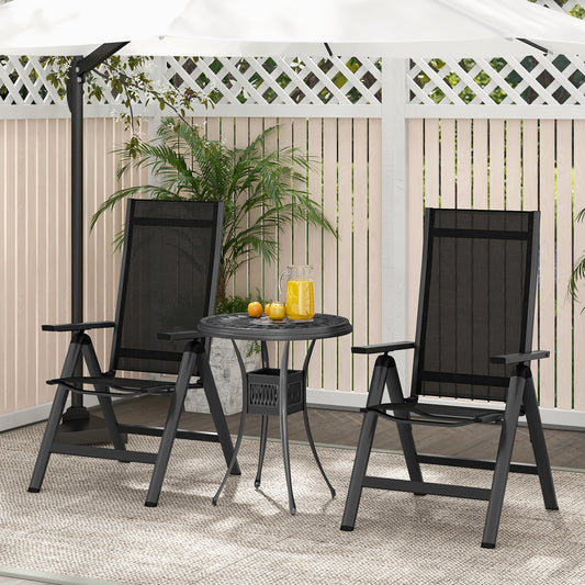 Outdoor Dining Chair with Soft Padded Seat and 7-Position Adjustable Backrest Set of 2, Black Patio Dining Chairs Black at Gallery Canada
