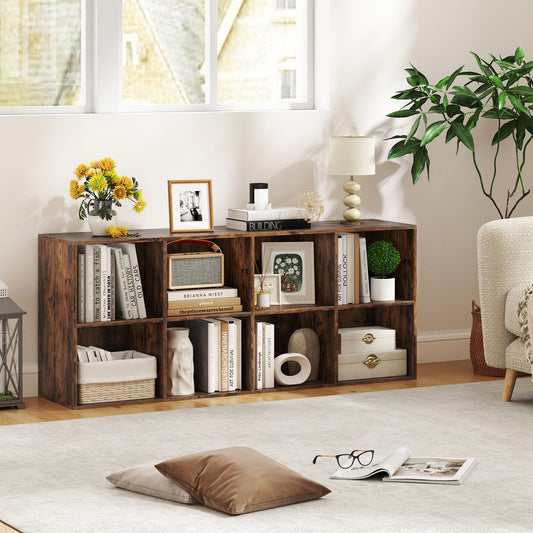 8-Cube Bookcase Bookshelf, Storage Organizer, Rustic Brown Bookcases Rustic Brown at Gallery Canada