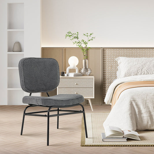 Sherpa Upholstered Accent Reading Chair, Gray Armless Chairs Gray at Gallery Canada