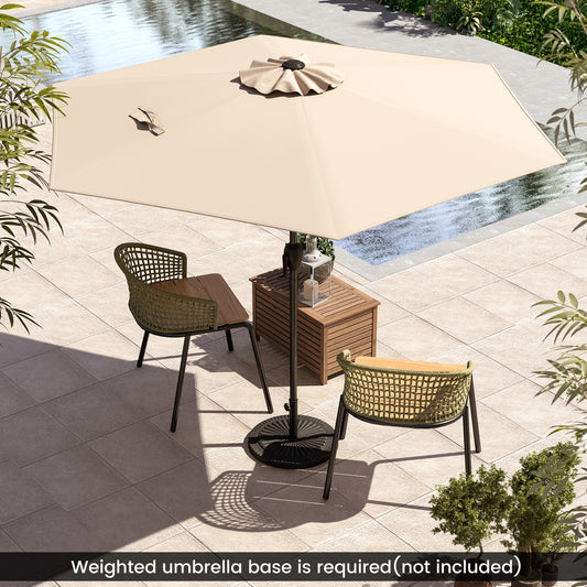 7.5 Feet Outdoor Patio Umbrella, Push Button Tilt, Beige Outdoor Umbrellas Beige at Gallery Canada