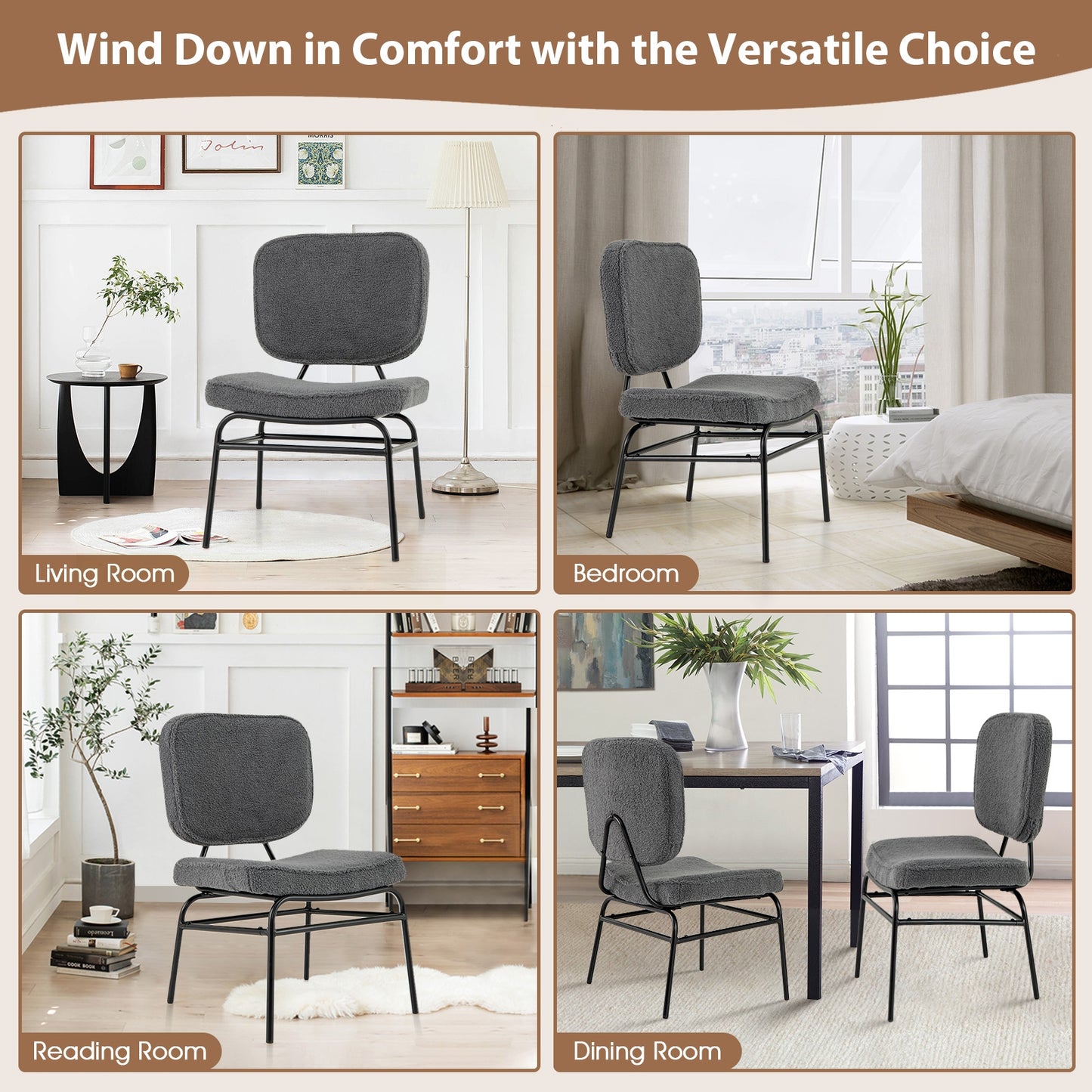 Fauteuil de lecture rembourré Sherpa, Gris