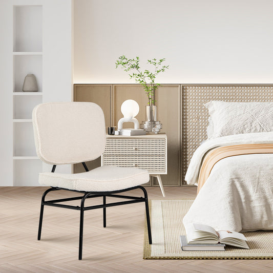 Upholstered Accent Chair Sherpa Reading Chair with Sponge Padding, Beige Armless Chairs Beige at Gallery Canada