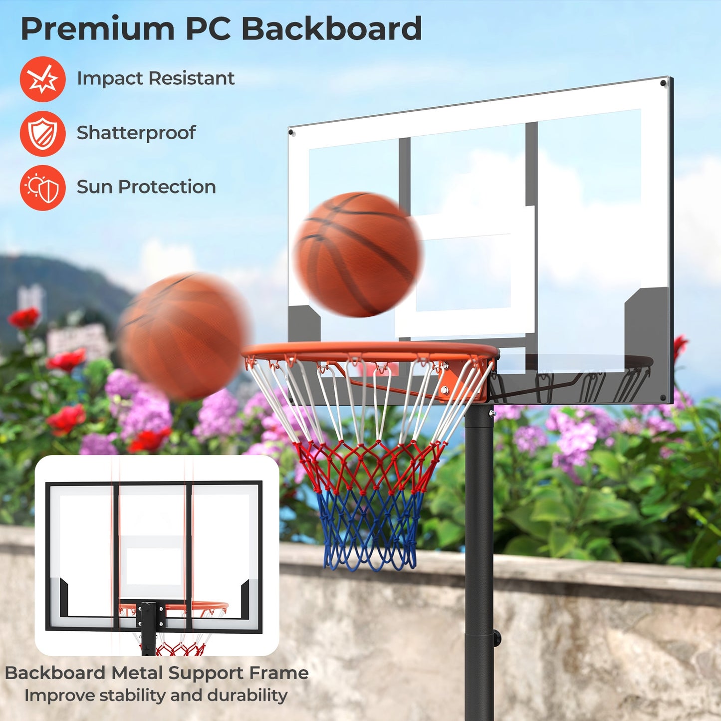 Portable Adjustable Kids Basketball Hoop, 3.3-7 Feet, White Sport Equipments at Gallery Canada