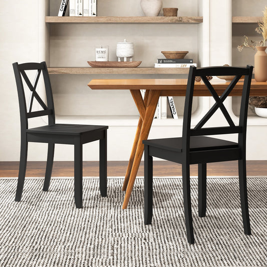 Wood Dining Chair Set, Rubber Wood Legs, Curved Backrest, Black Dining Chairs Black at Gallery Canada