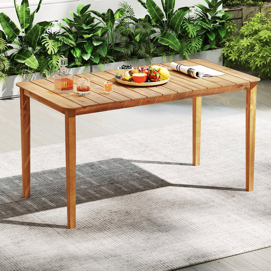 Rectangular Outdoor Dining Table Acacia Wood for 4-6 People, Natural Patio Dining Tables Natural at Gallery Canada