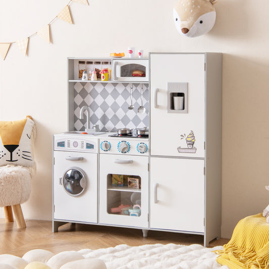 Kids Pretend Play Kitchen, Real Sounds And Lights, White Play Kitchen Sets White at Gallery Canada