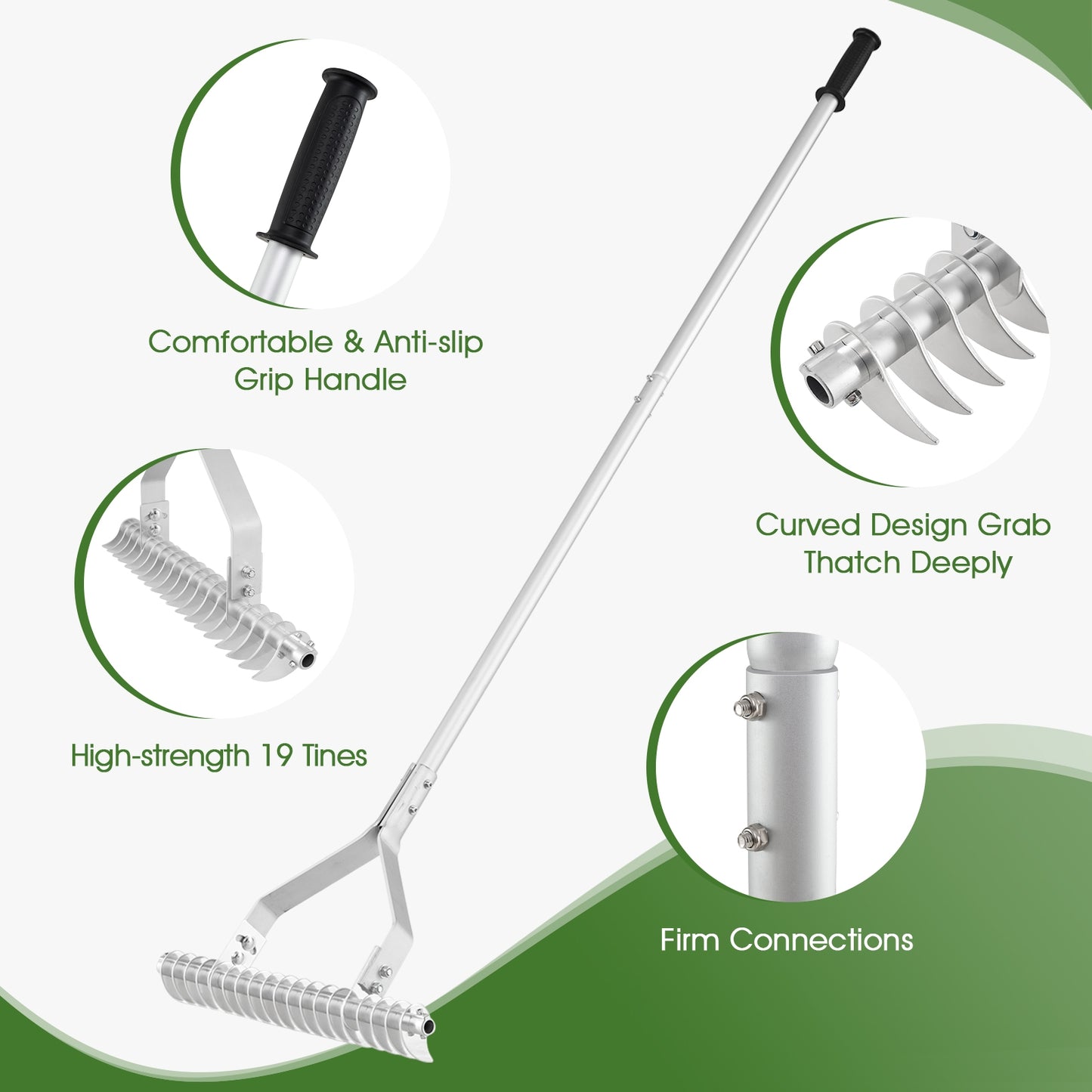 20 Inches Wide Aluminum Lawn Rake, 19 Curved Tines, Long Handle Lawn Care Tools at Gallery Canada