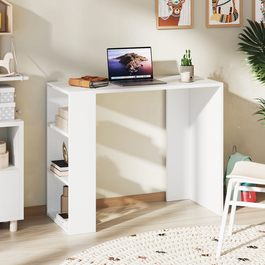 36 Inch Computer Desk, 3 Open Shelves, Home Office Study, White Writing Desks White at Gallery Canada