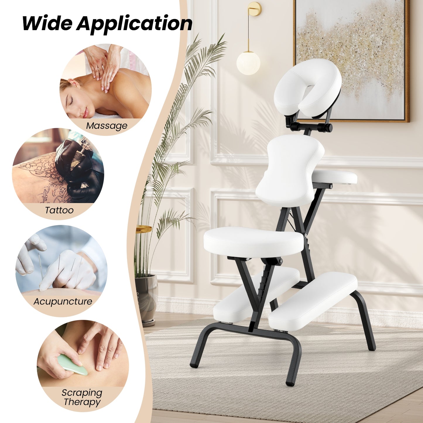 PU Leather Pad Travel Massage Chair with Thickened Sponge and Carrying Bag, White Spa & Salon at Gallery Canada