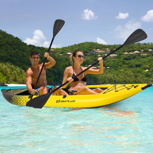 Inflatable 2-Person Kayak Set, Aluminium Oars, Repair Kit, Yellow