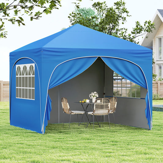 10 X 10 FT Pop Up Canopy Tent, 4 Removable Sidewalls, Blue Canopies Blue at Gallery Canada