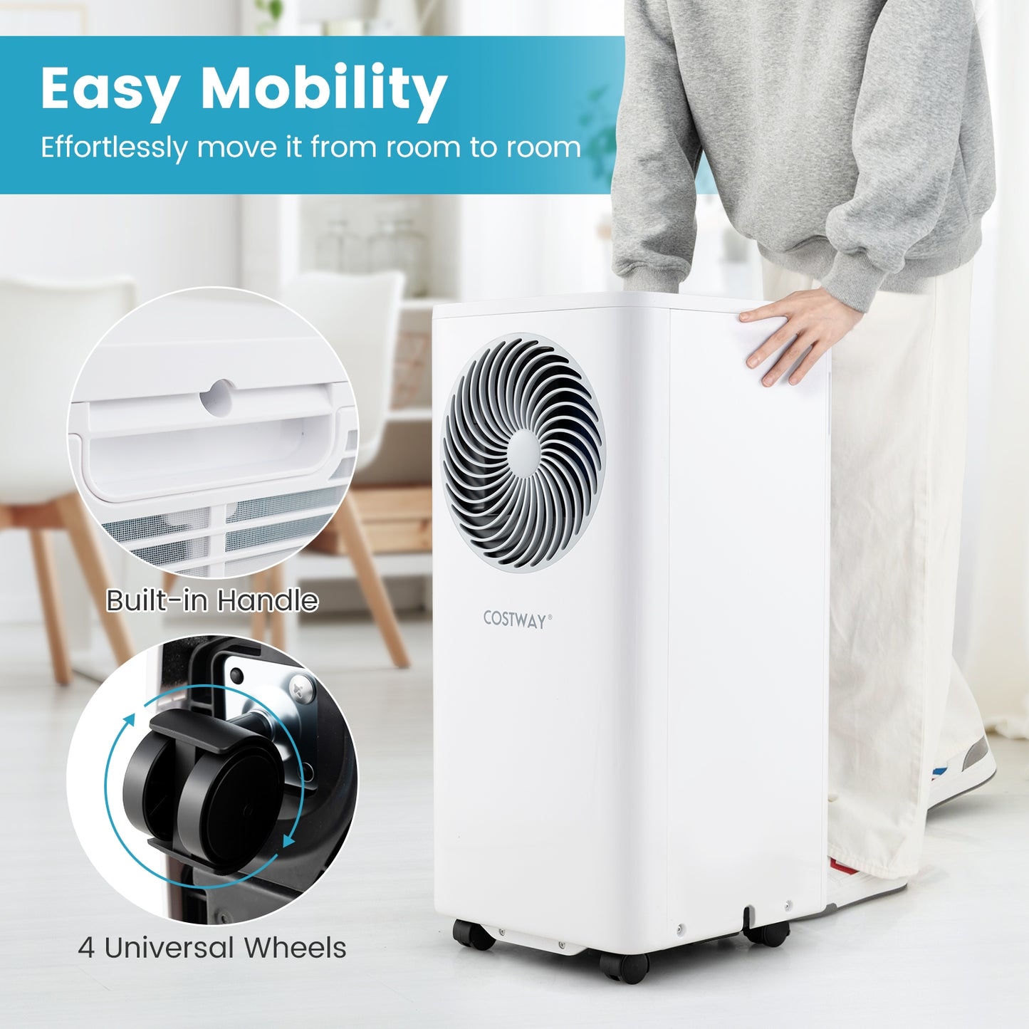 8200/10000 BTU Portable Air Conditioner, 3-in-1 AC Unit With Dehumidifier, White