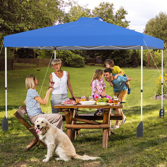 10 X 10 FT Pop Up Canopy Tent, With Sidewall And Wheeled Bag, Blue