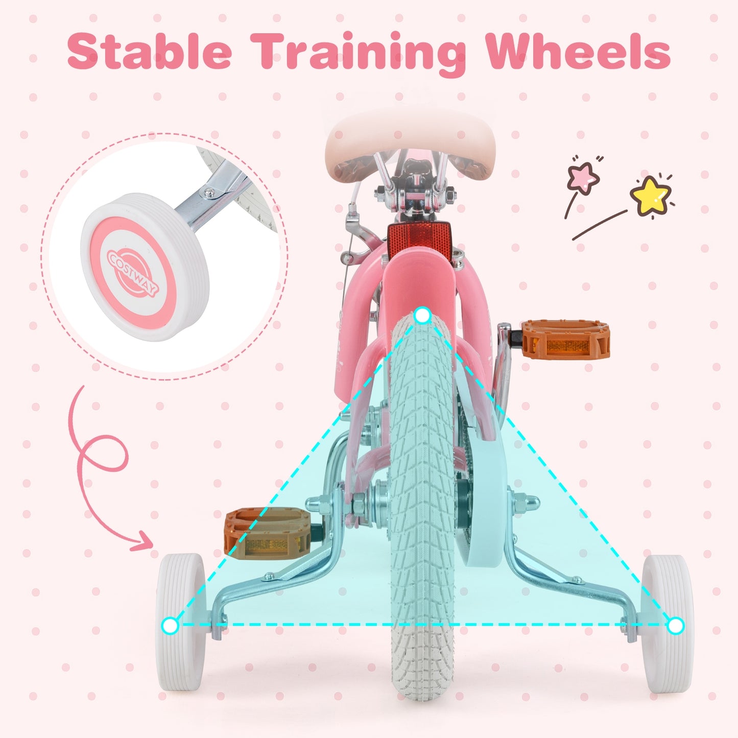 12 Inch Kids Bike With Training Wheels, Basket, 3-4 Years Old, Peach Kids Bike at Gallery Canada