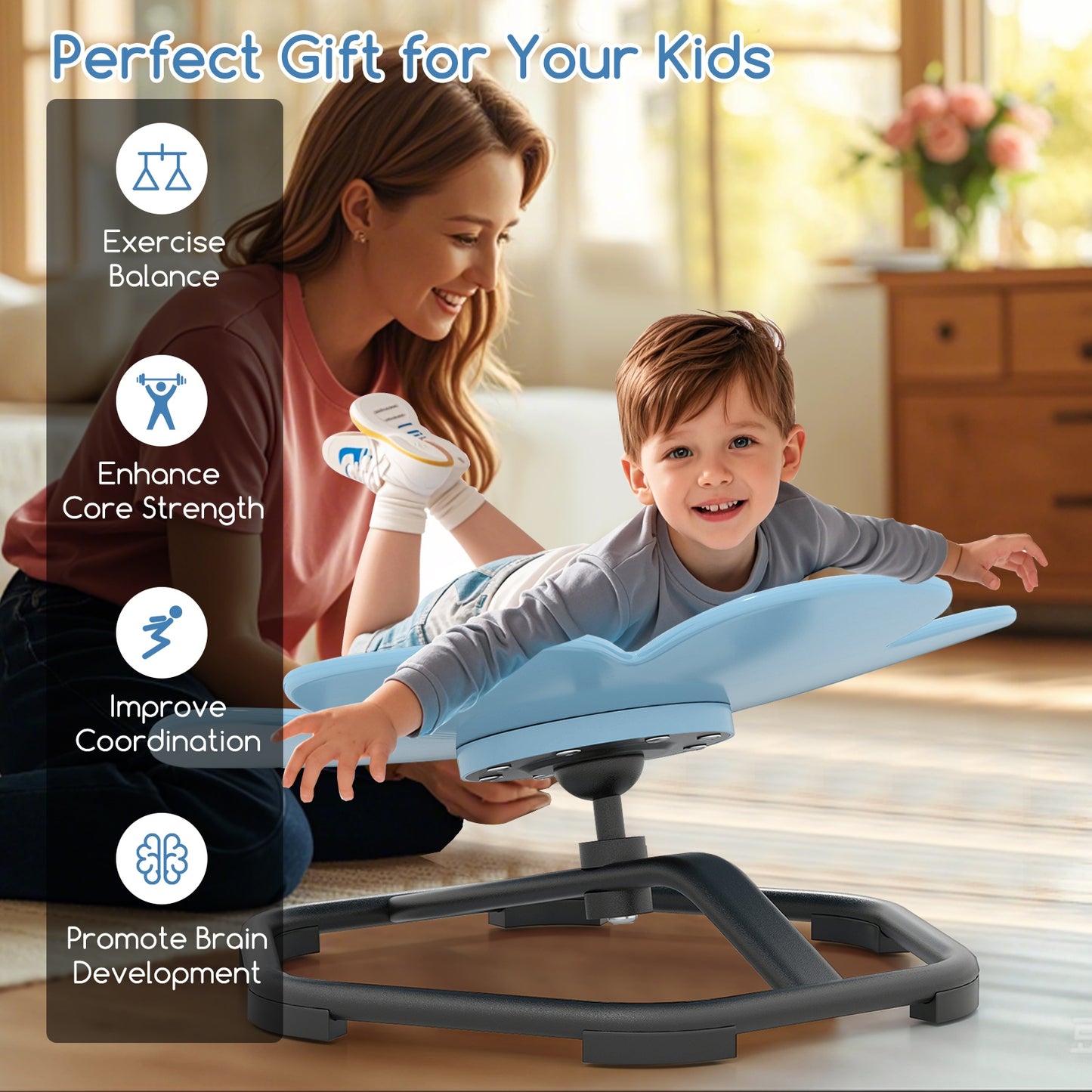 Kids Sensory Swivel Chair, Elephant Petal 360 Spinning Chair, Blue Kids Chairs & Seating at Gallery Canada